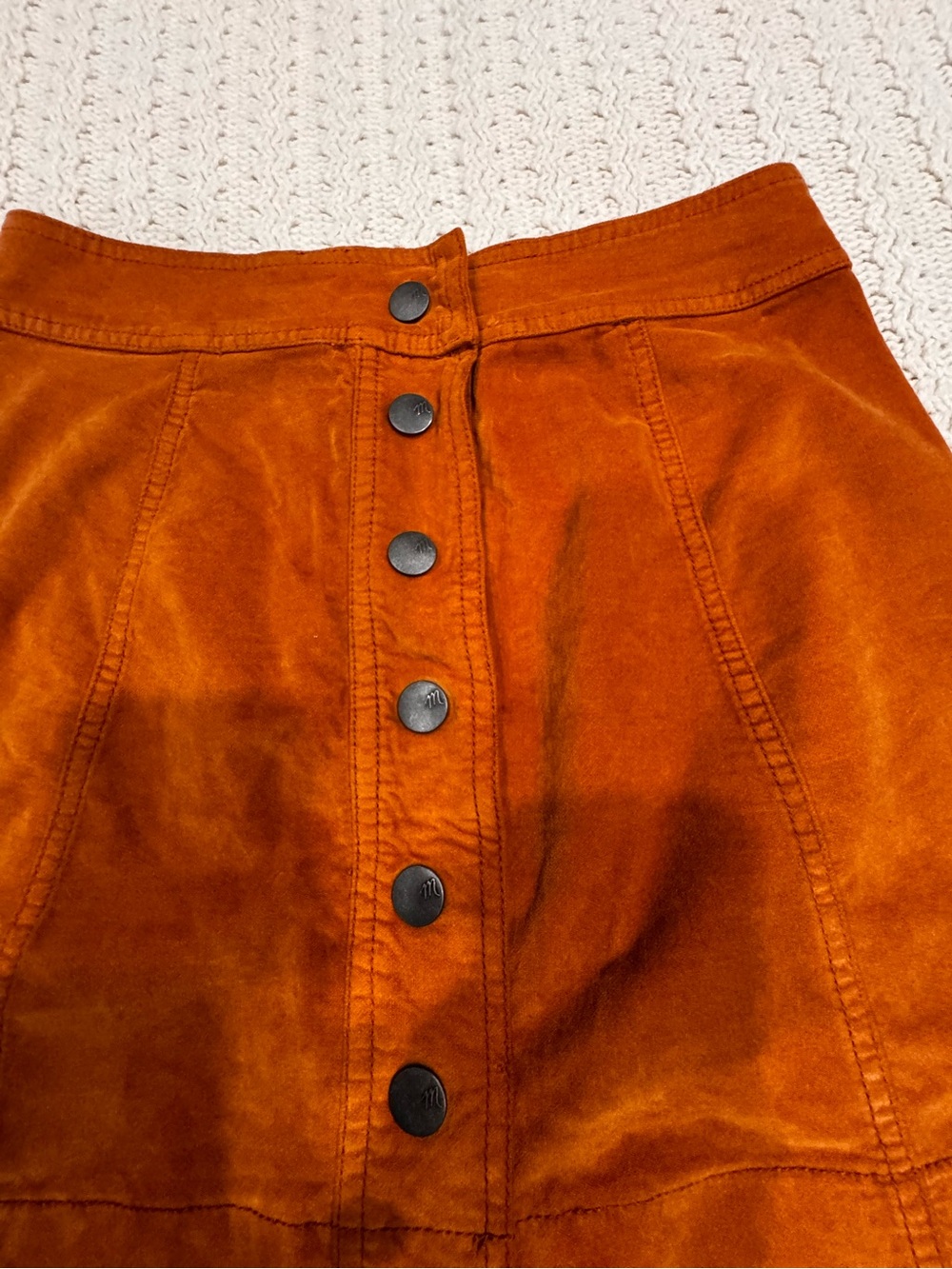 Madewell Rust Orange Button-Front Mini Skirt